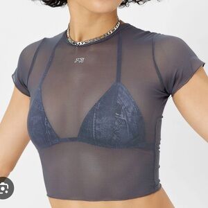 Frankie’s Bikini’s Sheer Mesh Crop Top in Galaxy